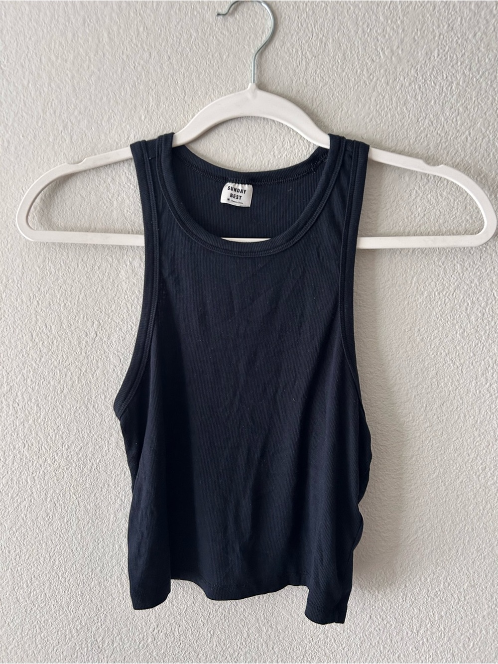 Sunday Best Black Ribbed Crewneck Tank